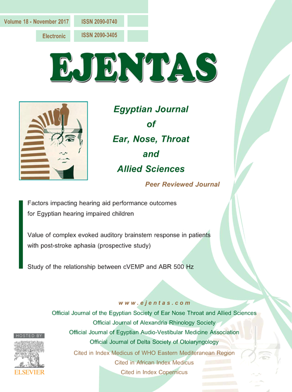Go to journal home page - Egyptian Journal of Ear, Nose, Throat and Allied Sciences